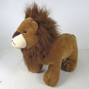Pier 1 Chenille Lion 13" Plush Corduroy Brown Soft